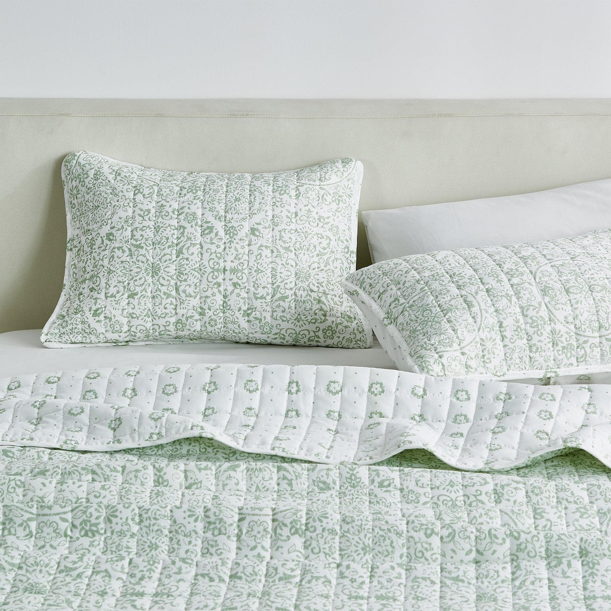 Floral Medallion Printed Microfiber Quilt Set - Kaleigh Collection