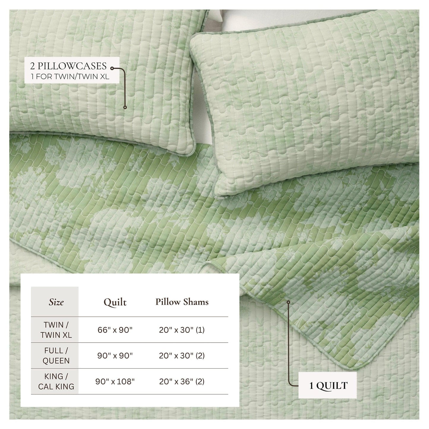 Floral Printed Cotton Quilt Set - Corin Collection