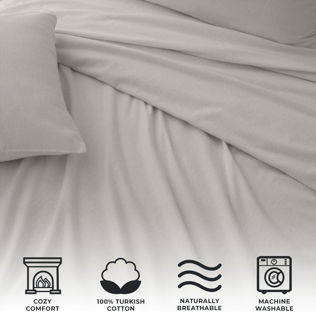 4-Piece Cotton Solid Flannel Sheet - Nordic Collection