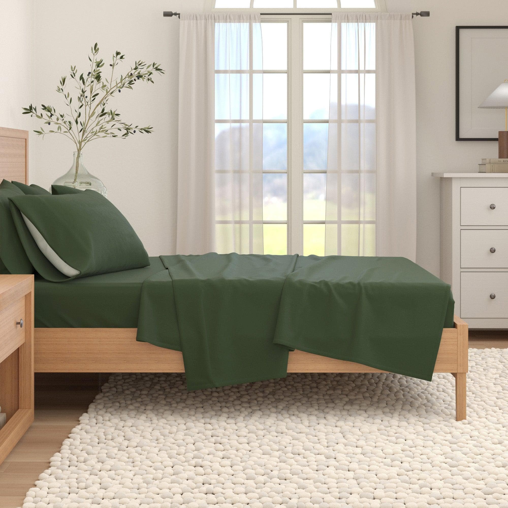 4-Piece Cotton Solid Flannel Sheet - Nordic Collection