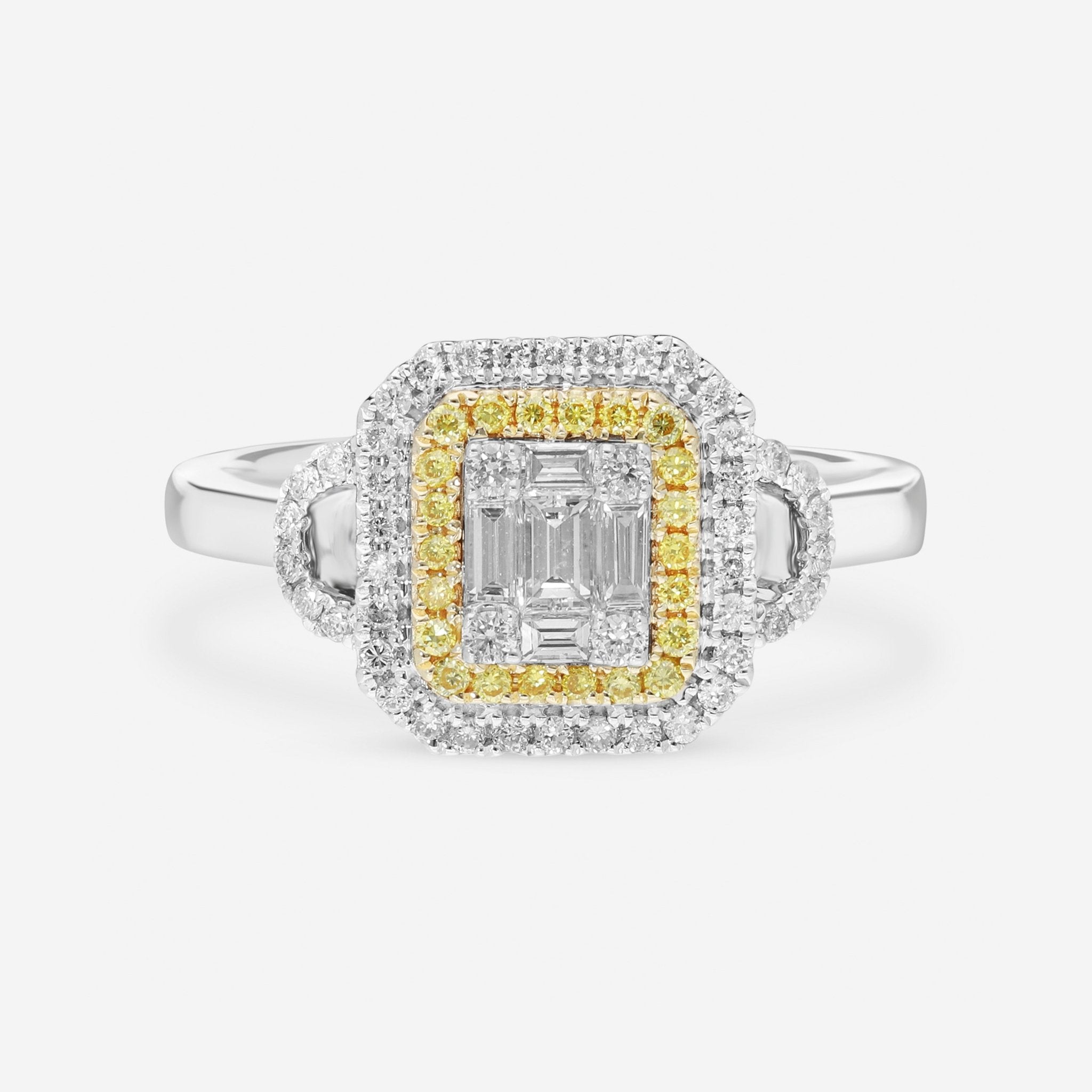 Gregg Ruth 14K Gold, White Diamond 0.45ct. tw. and Fancy Yellow Diamond Engagement Ring Sz. 6.75 52881