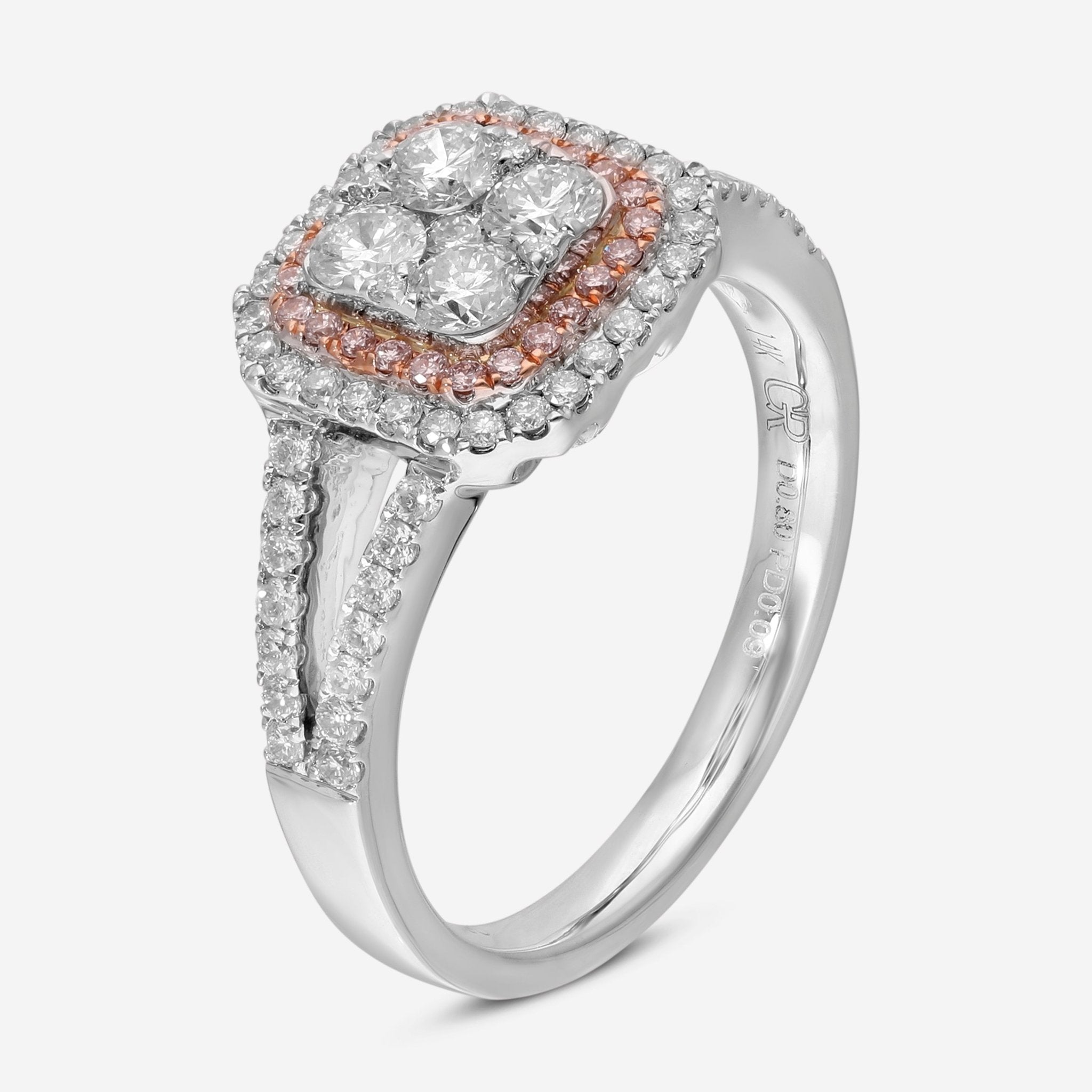 Gregg Ruth 14K Gold, White Diamond 0.80ct. tw. and Pink Diamond Engagement Ring Sz. 6.75 45164