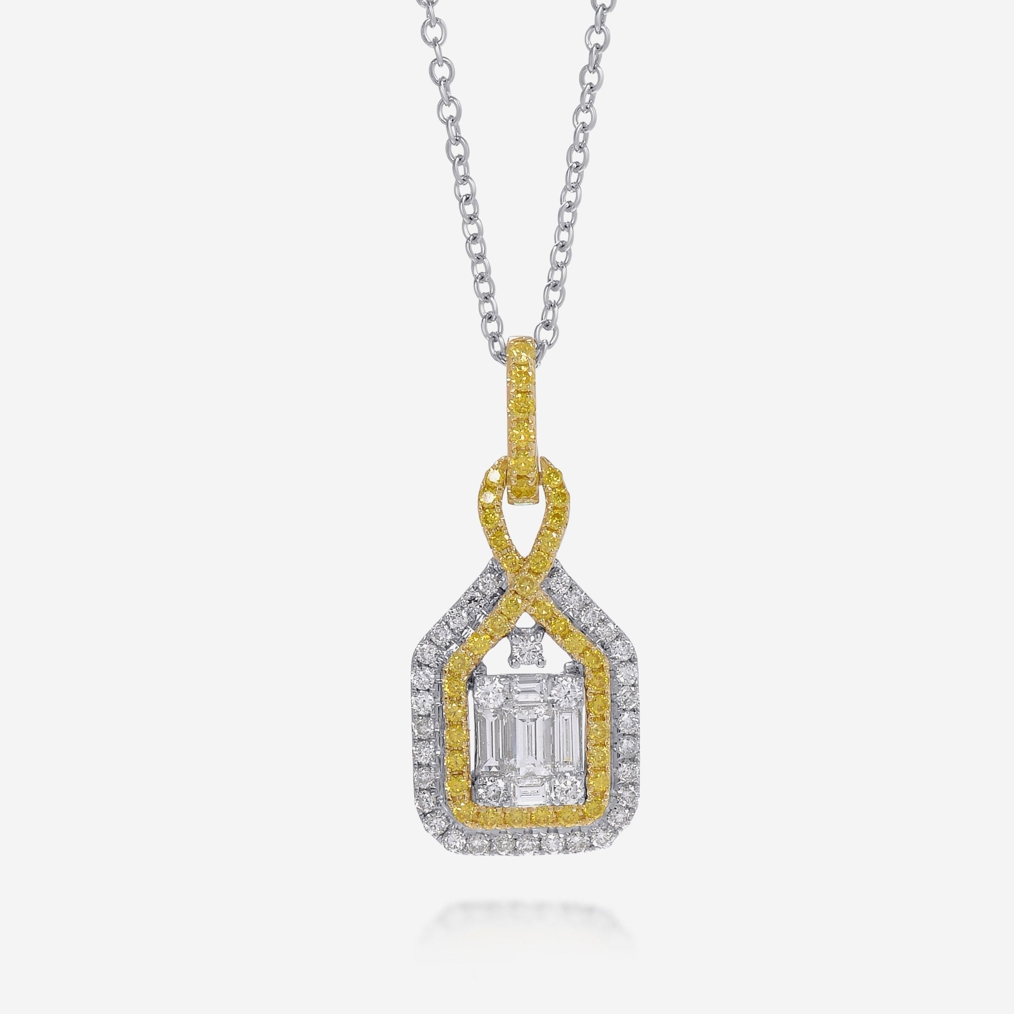 Gregg Ruth 14K White and Yellow Gold, White Diamond 0.47ct. tw. and Fancy Yellow Diamond Pendant Necklace 47285