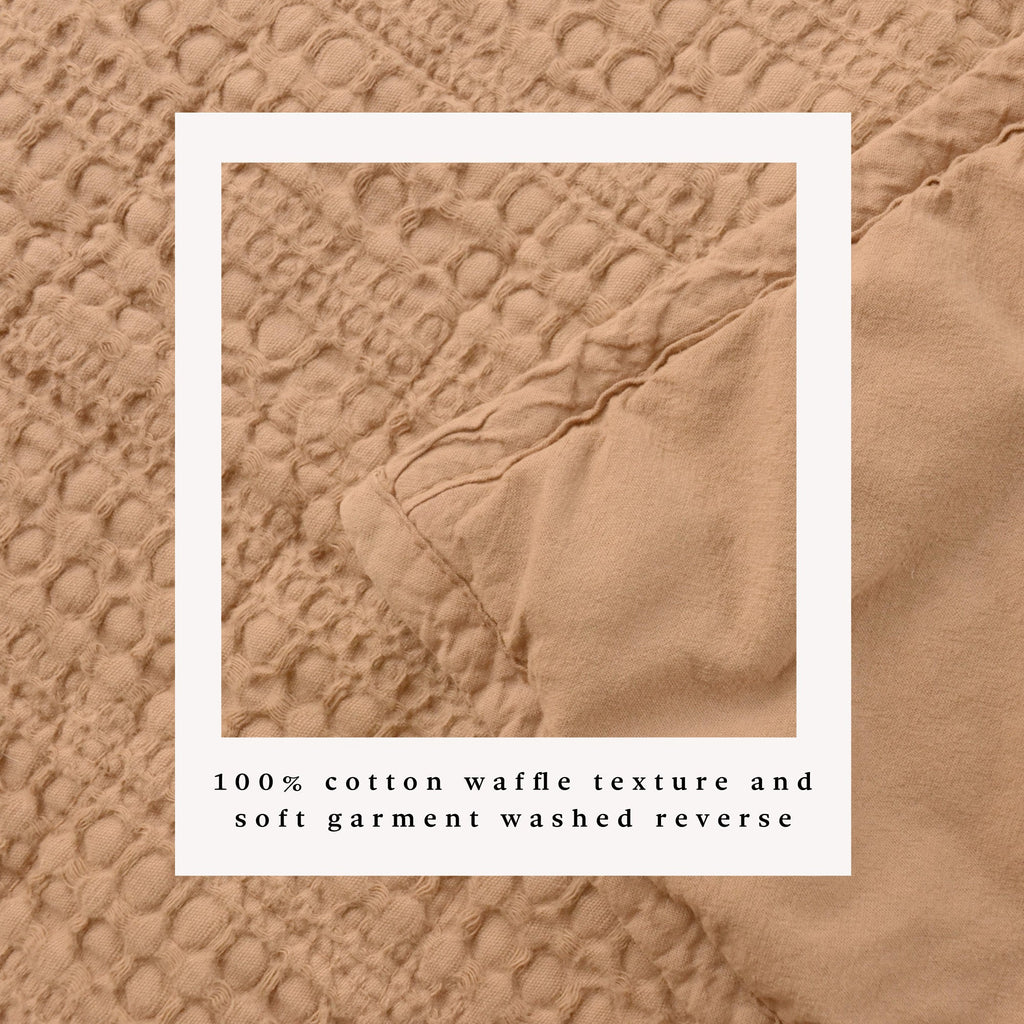 100% Cotton Honeycomb Waffle Garment Washed Quilt Set - Genevieve Collection