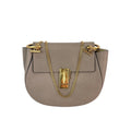 Chloe Small Drew Gray Grained Lambskin Leather Shoulder Cross-body Bag