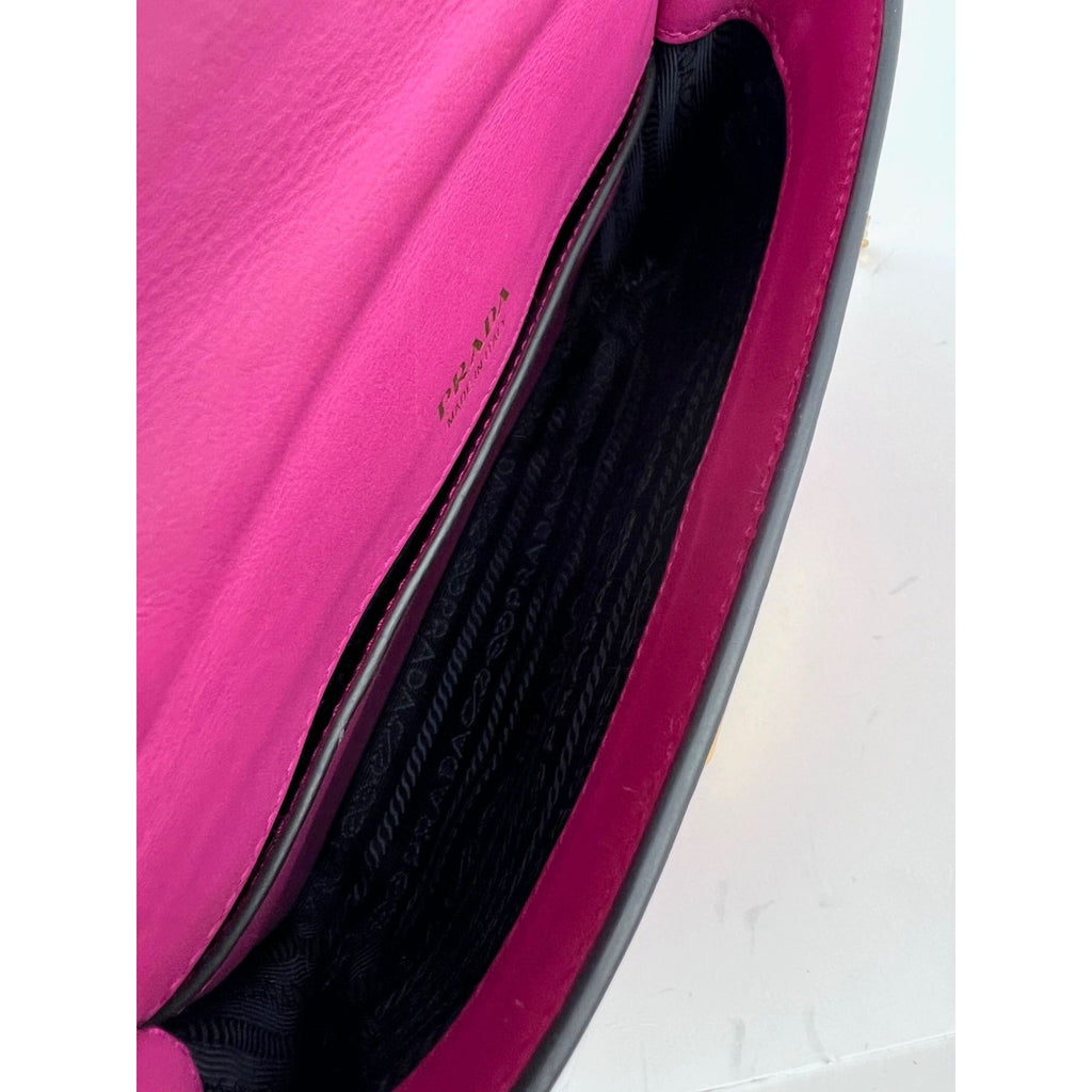 Prada City Calf Cahier Pink Black Leather Crossbody Belt Bag