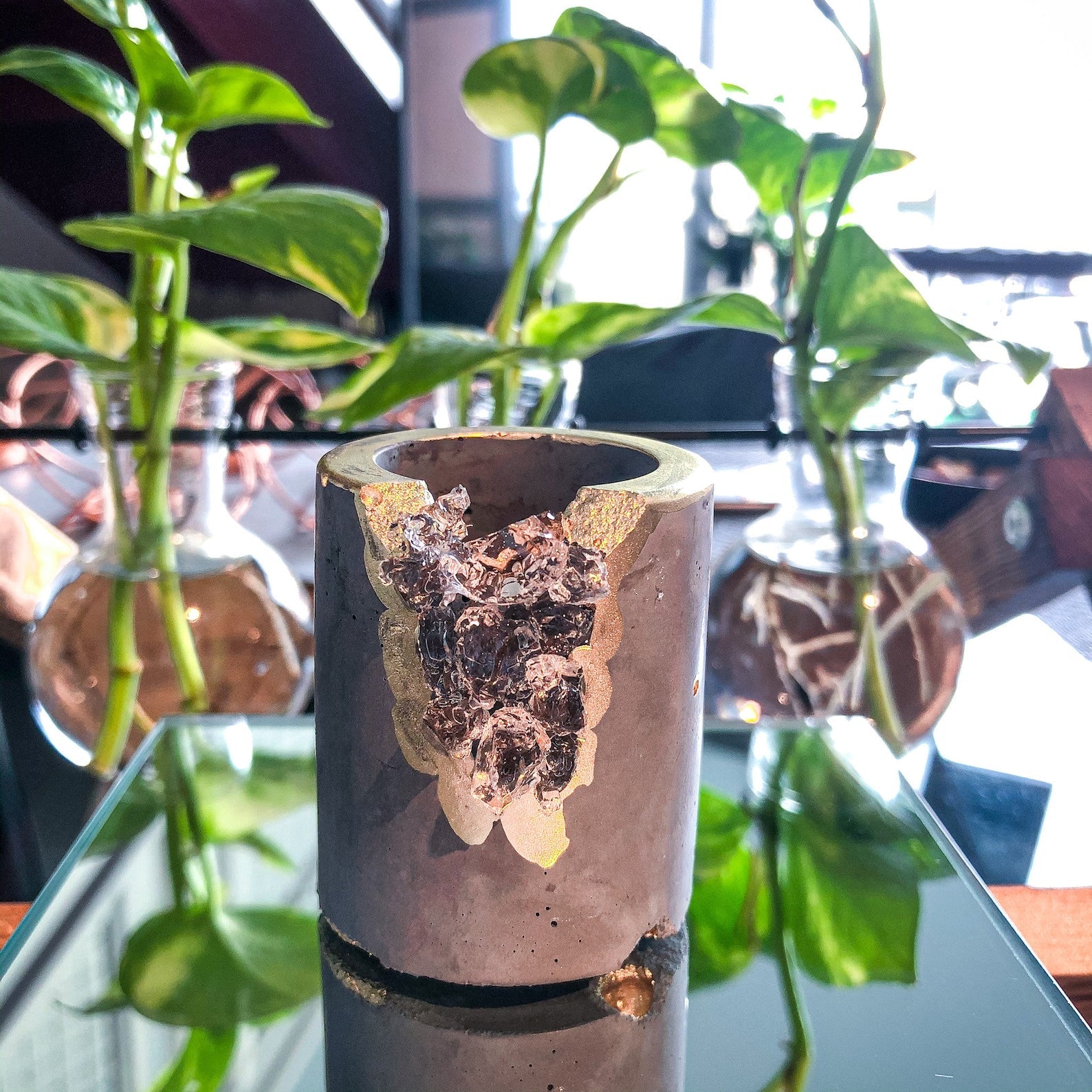 Set of 4 Small Crystal Air Plant Holders - Taper Candle Holders