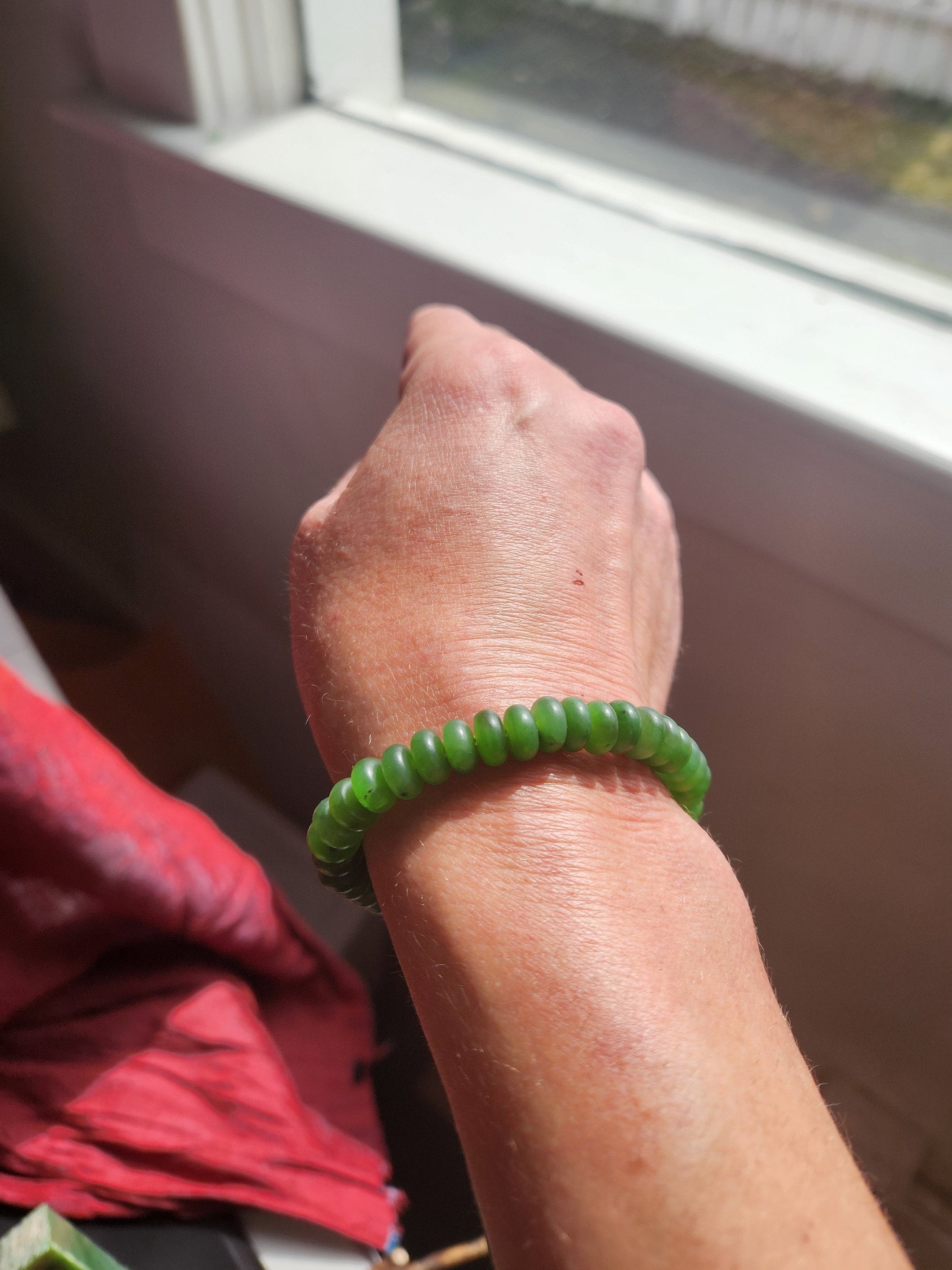 8mm Satin Jade Bead Bracelet - Canadian Nephrite Jade