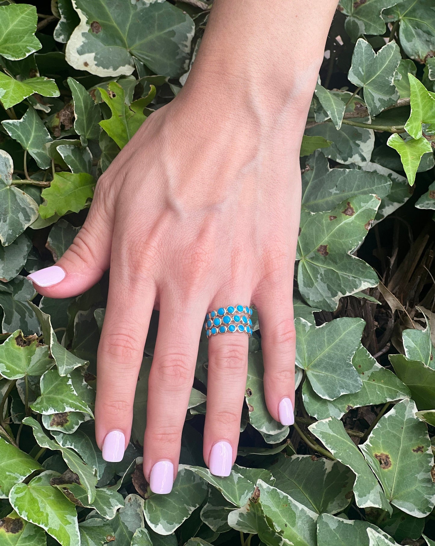 Turquoise Cabochon Eternity Band