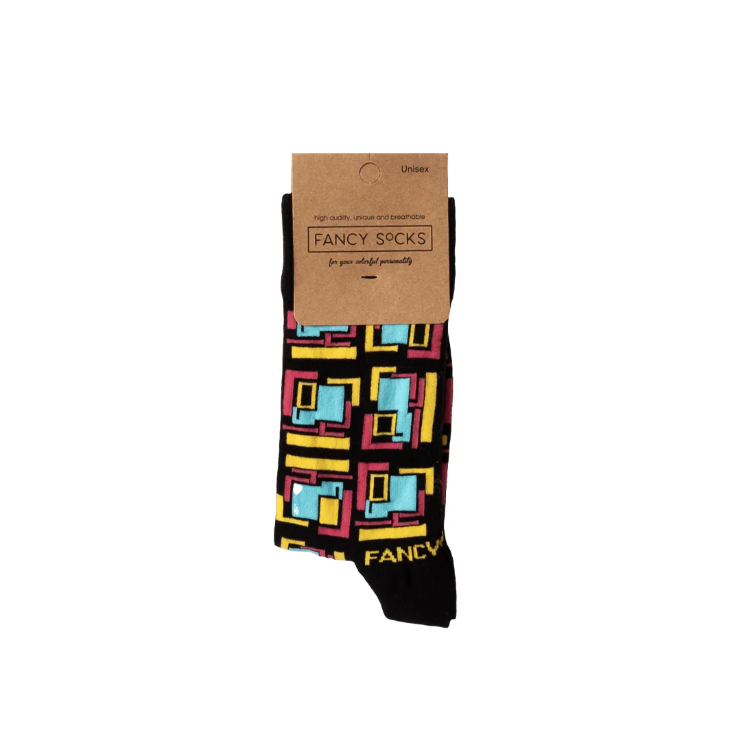 black-geometric-unisex-socks