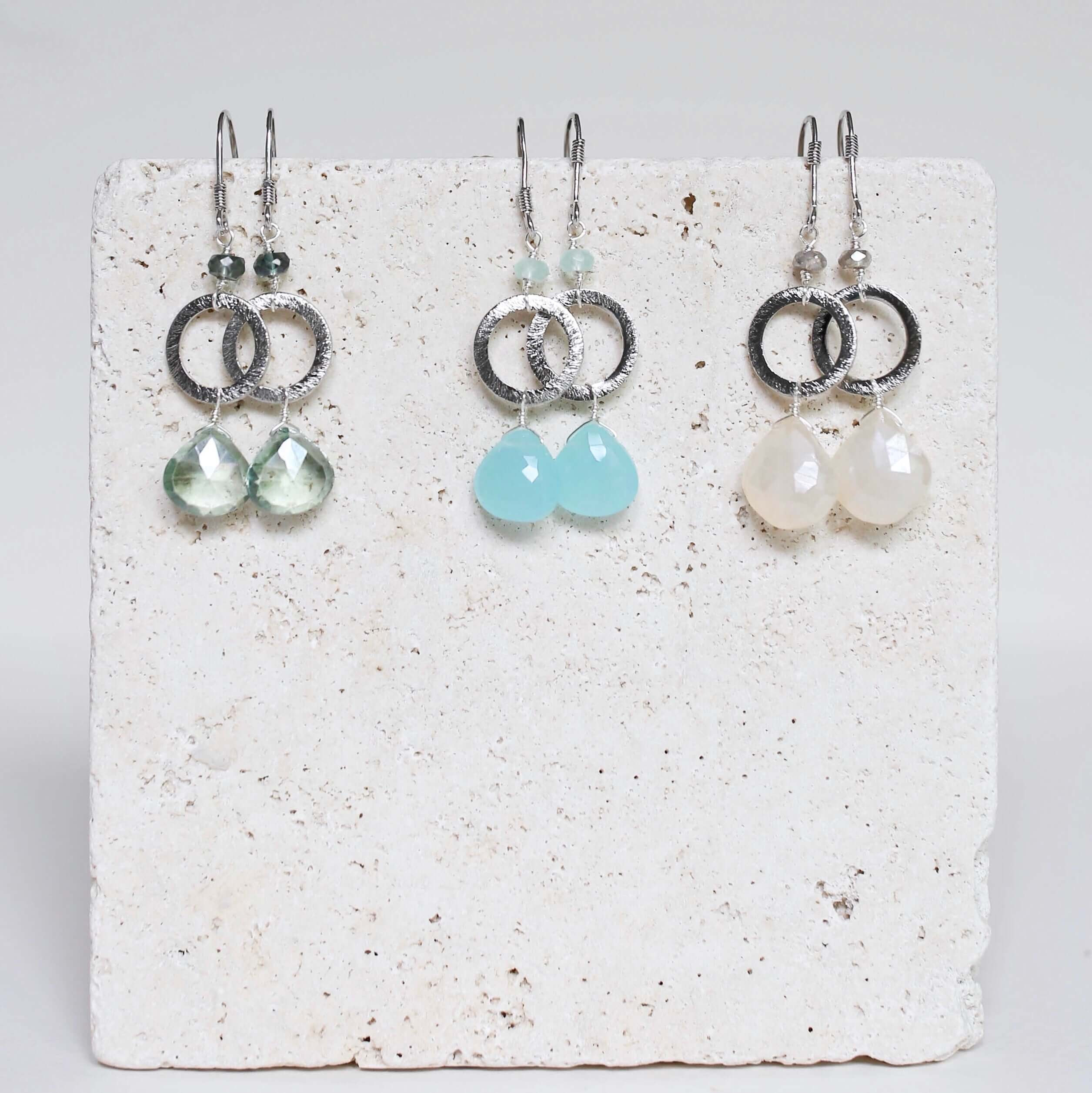 The Airie Earring - Blue Chalcedony Gold