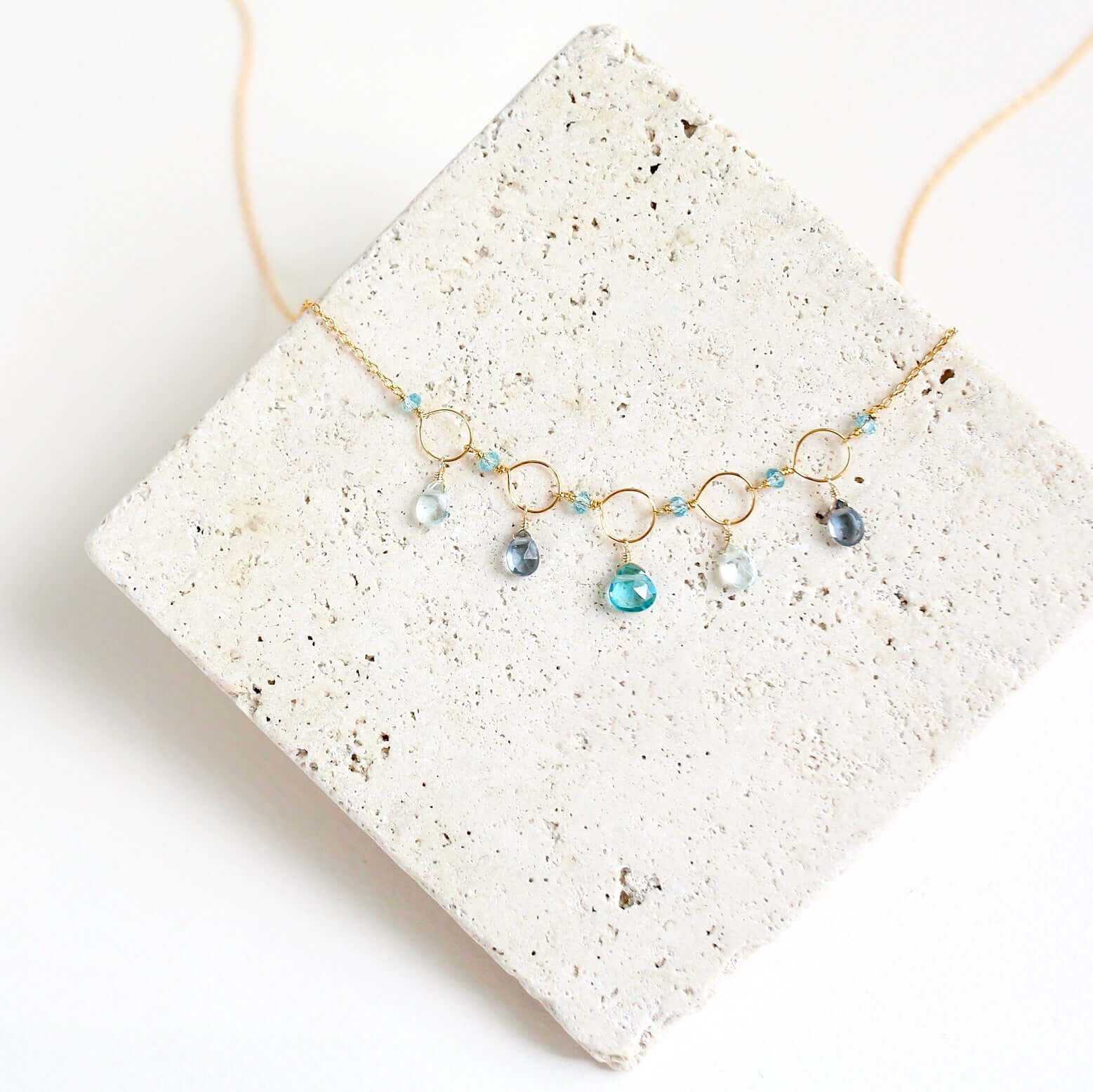 Blue Gemstone Mini Sparkler Necklace
