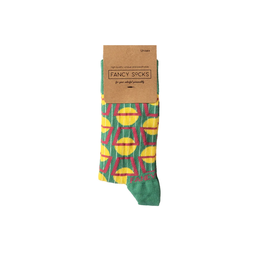 green-geometric-unisex-socks