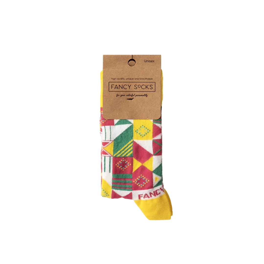 yellow-geometric-unisex-socks