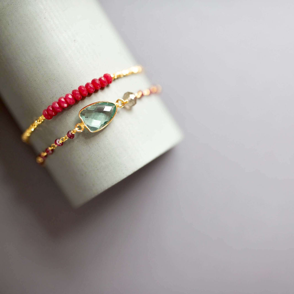 Green Amethyst Adjustable Silver Gemstone Bracelet