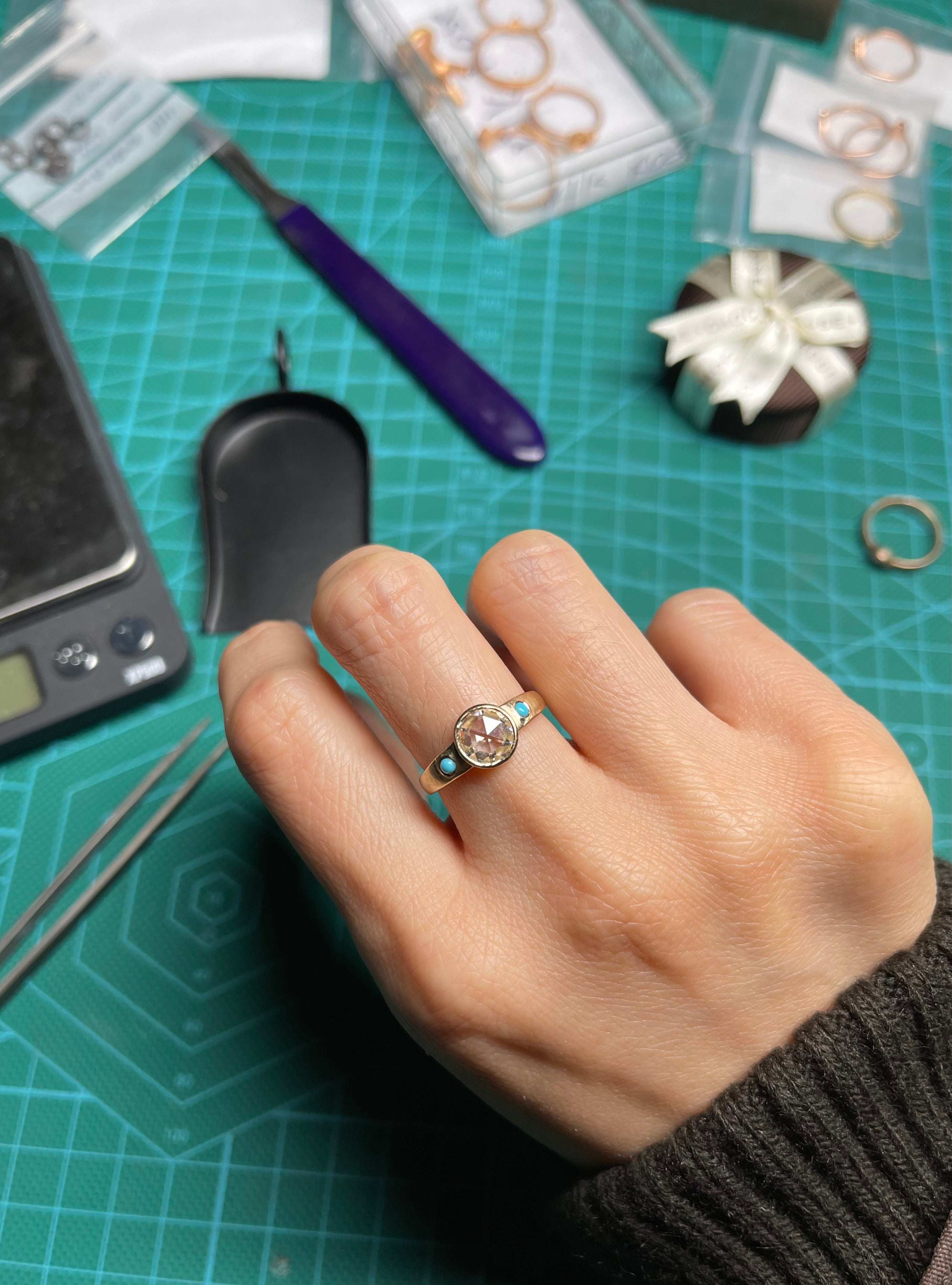 14K Moissanite Rose Cut Ring