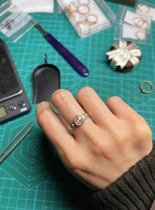 14K Moissanite Rose Cut Ring