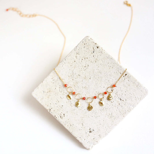 Orange Chalcedony Mini Chain Loop Necklace