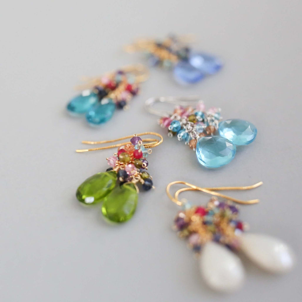 Aquamarine Quartz Silver Drop Earrings