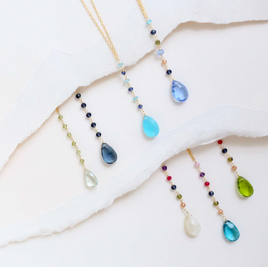 Peridot Green Quartz Yoga Pendant Necklace - Gold
