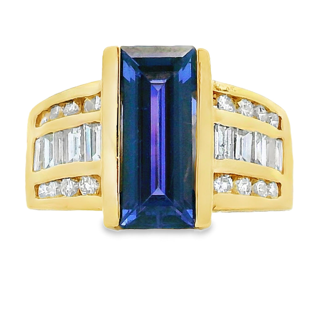 .80ct Tanzanite Diamond Ring 18KT Yellow Gold