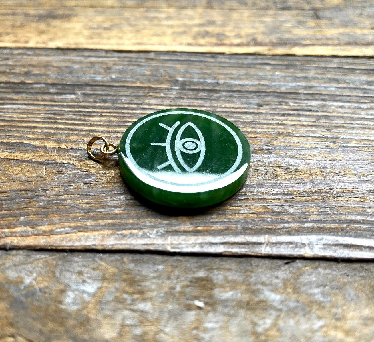 Canadian Jade Evil Eye Pendant, 25mm