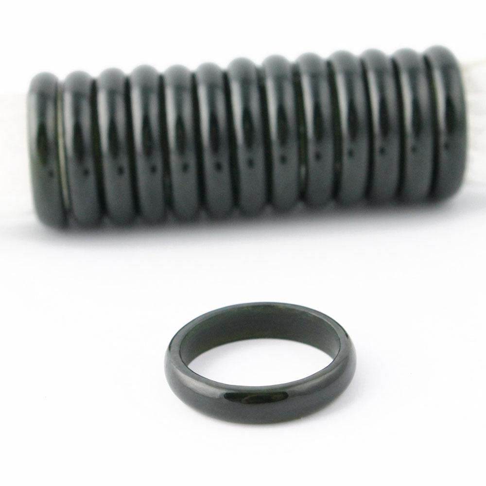 Narrow Band Ring, Black Jade