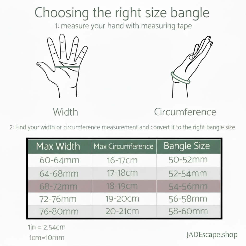 JADEscape.shop Bangle Sizing Guide - Flat Design