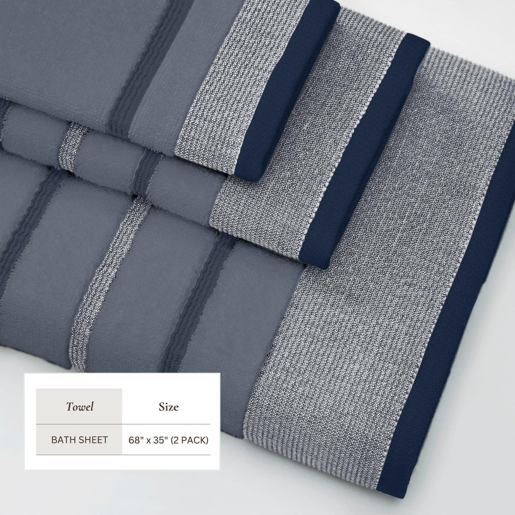 Decorative Cotton Stripe Bath Towel Set - Noelle Collection