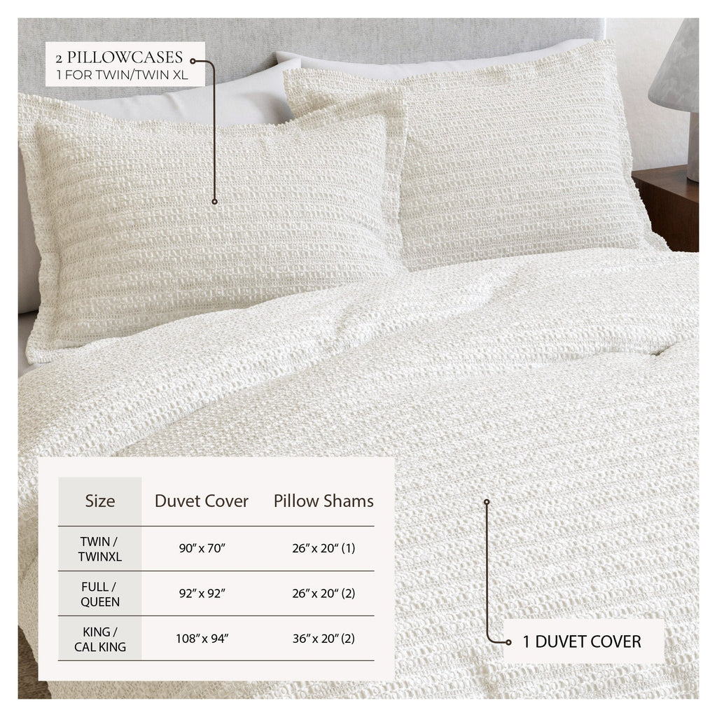 100% Cotton Honeycomb Waffle Duvet Set - Mattea Collection