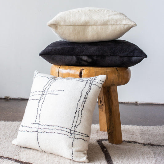 Linear Organic Wool and Silk Throw Pillow