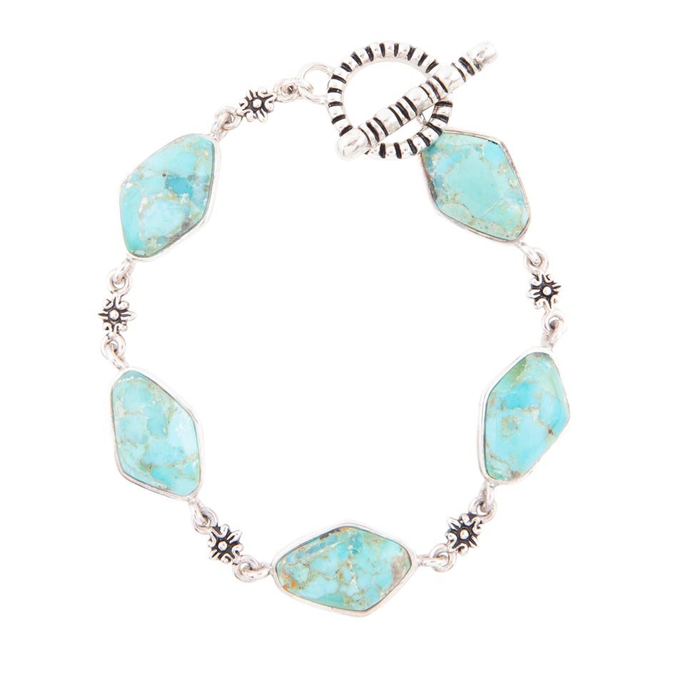 Linked Blue Turquoise and Sterling Silver Bracelet