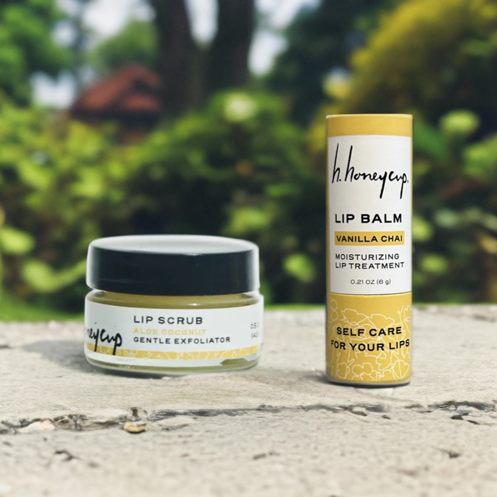 2 piece lip treatment with lip scrub and lip balm as a self care gift idea