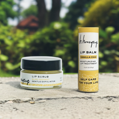 2 piece lip treatment with lip scrub and lip balm as a self care gift idea