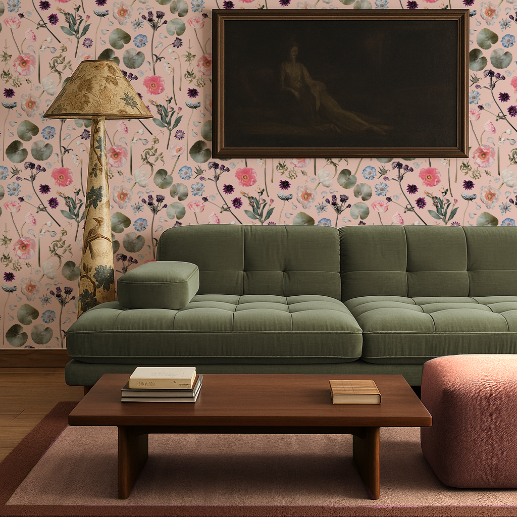 Floral Finds Wallpaper, pink