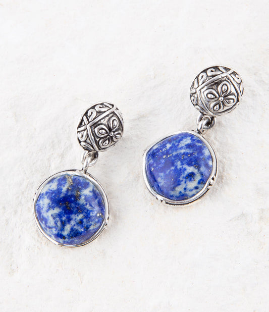 Madrid Blue Lapis Sterling Silver Post Drop Earrings