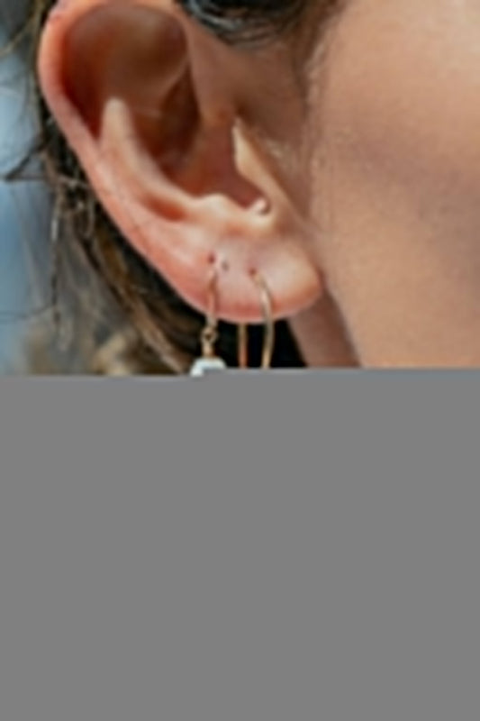 Mini Biwa Pearl Hoop Earrings - Gold Kaimana