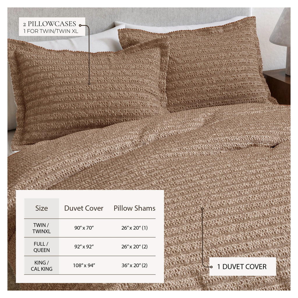 100% Cotton Honeycomb Waffle Duvet Set - Mattea Collection