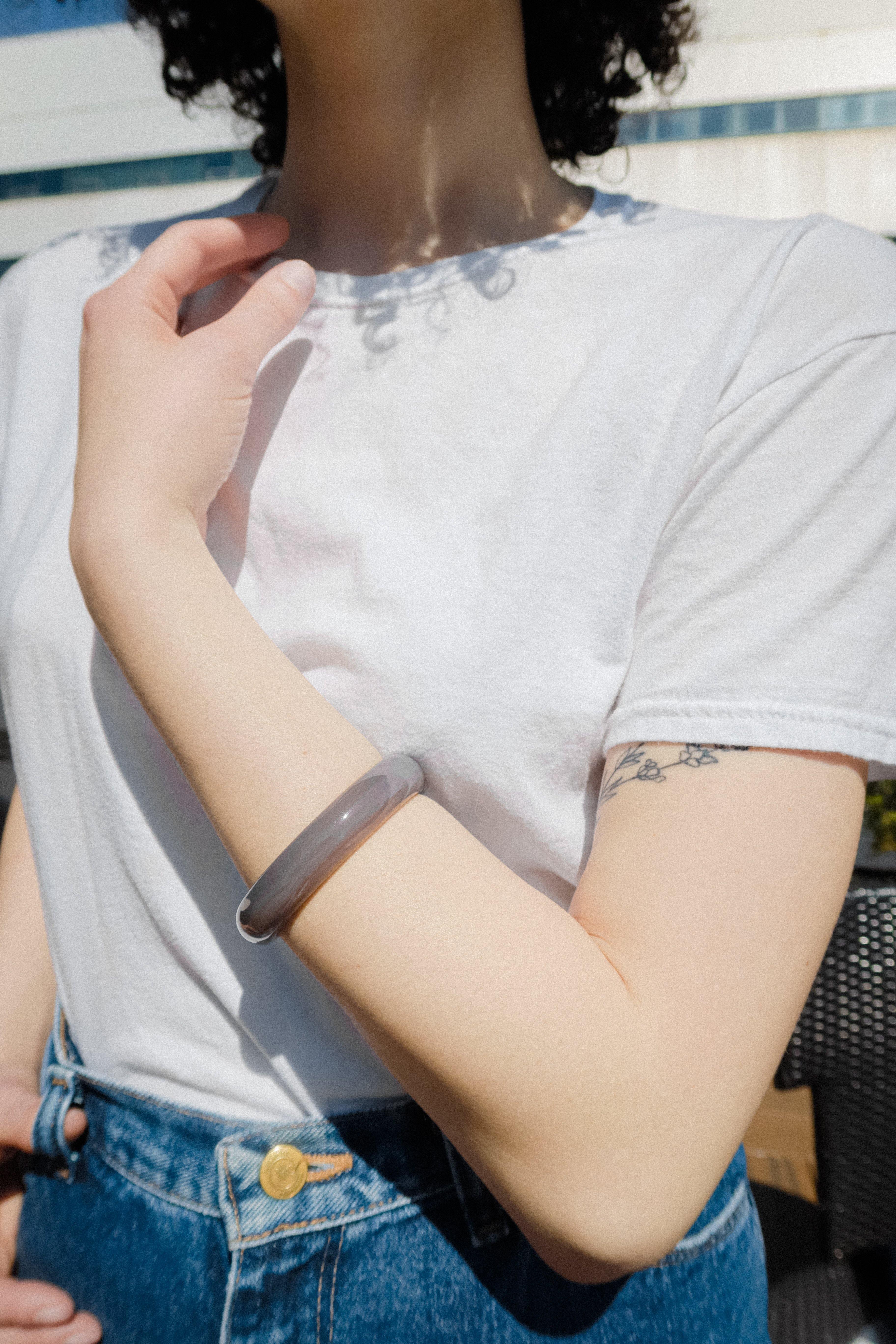 Moon — Purple Grey Jade Stone Bangle