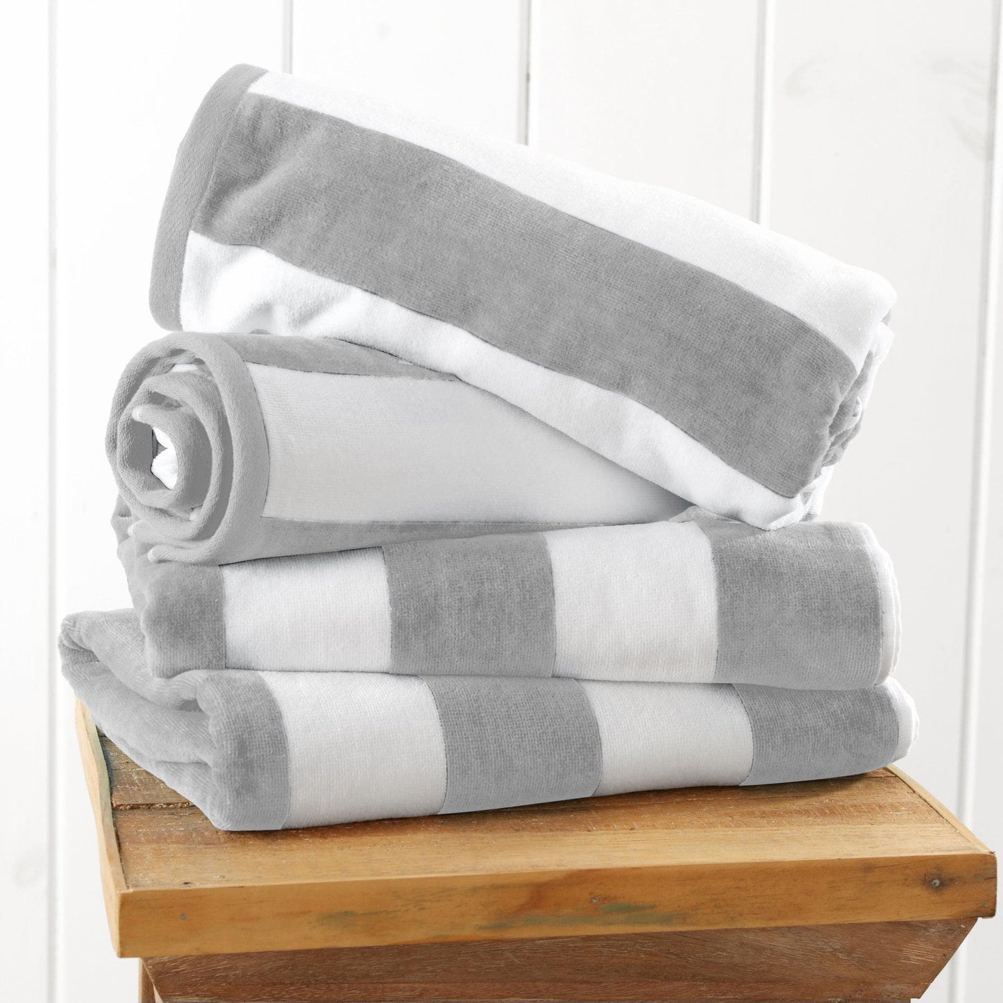 Cotton Velour Cabana Stripe Beach Towel - Novia Collection