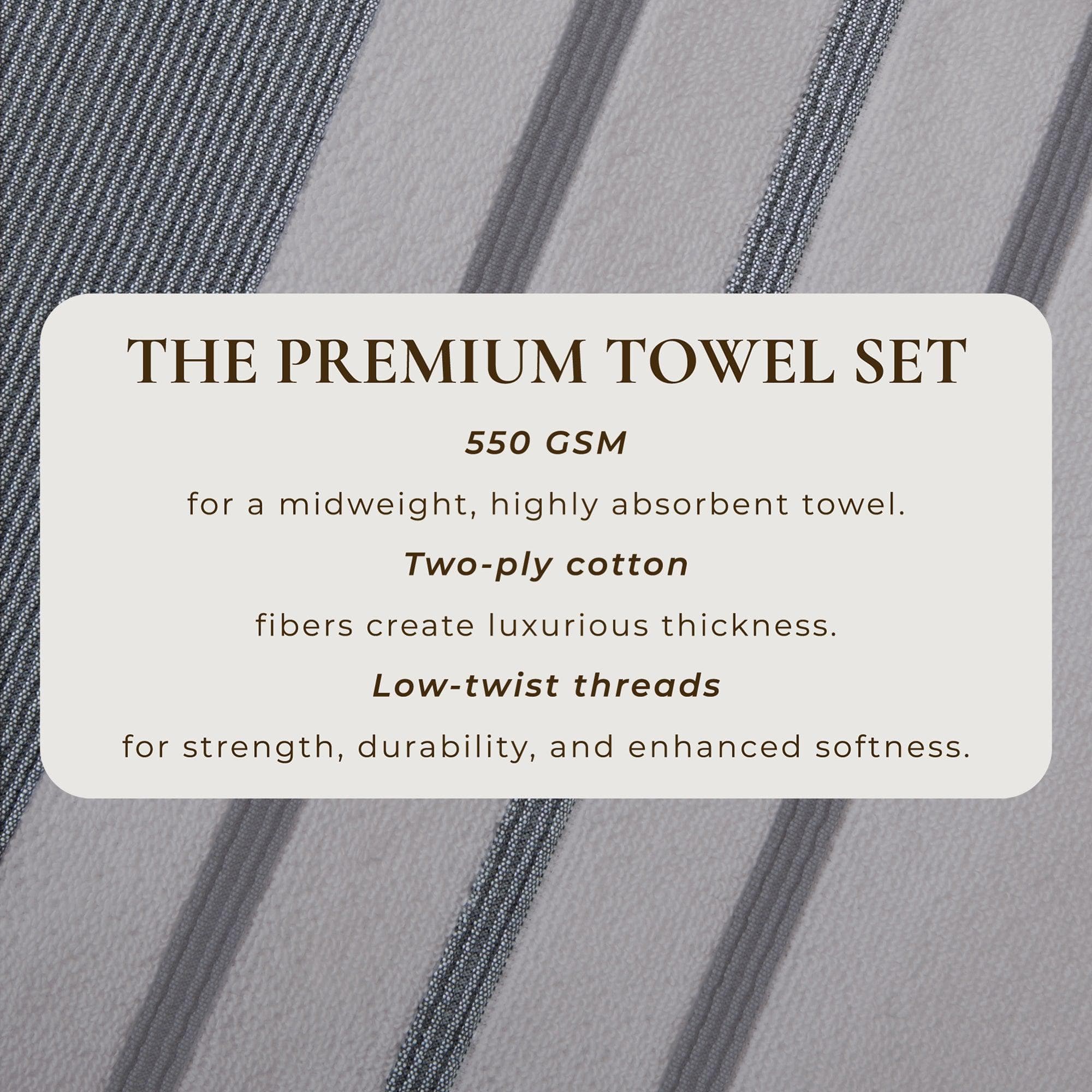 Decorative Cotton Stripe Bath Towel Set - Noelle Collection