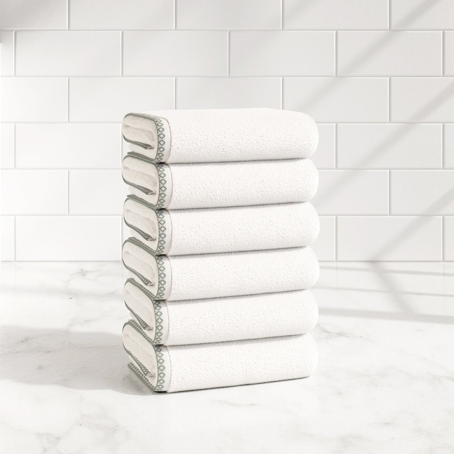 Cotton Border-Stitched 6-Piece Towel Set - Valery Collection