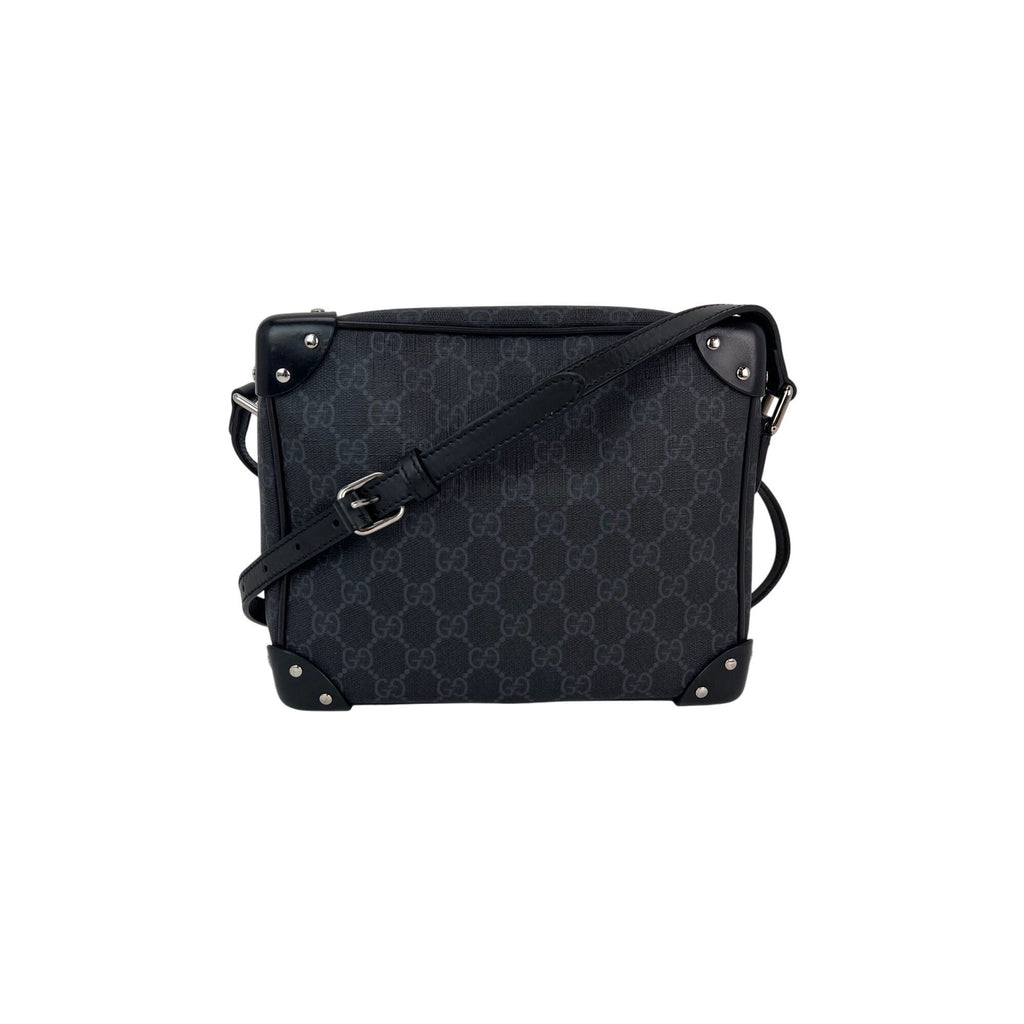 Gucci Black GG Supreme Selleria Square Messenger Bag