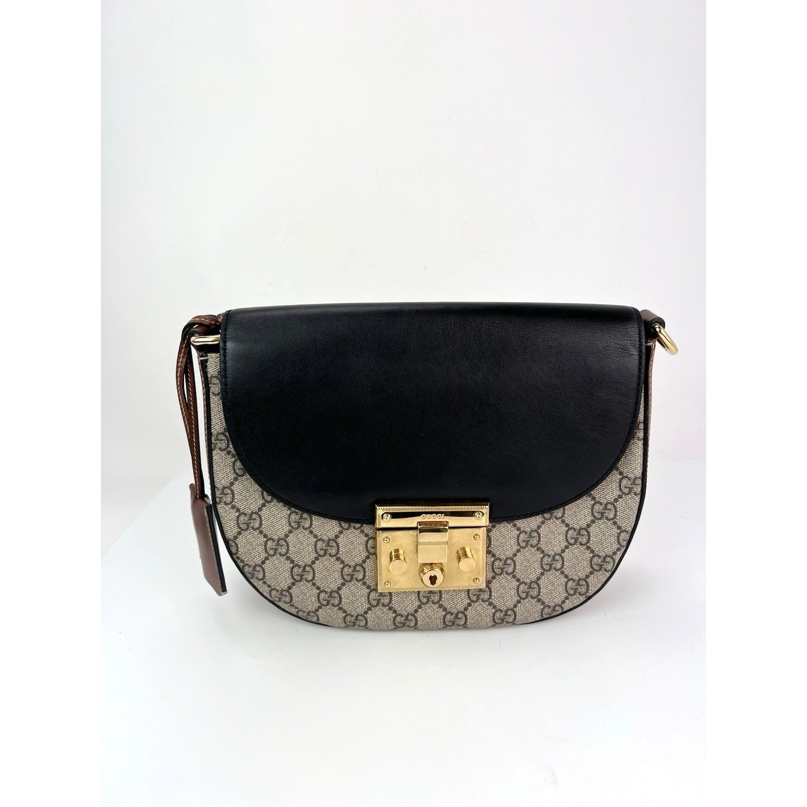 Gucci GG Supreme Web Padlock Black Messenger Shoulder Bag