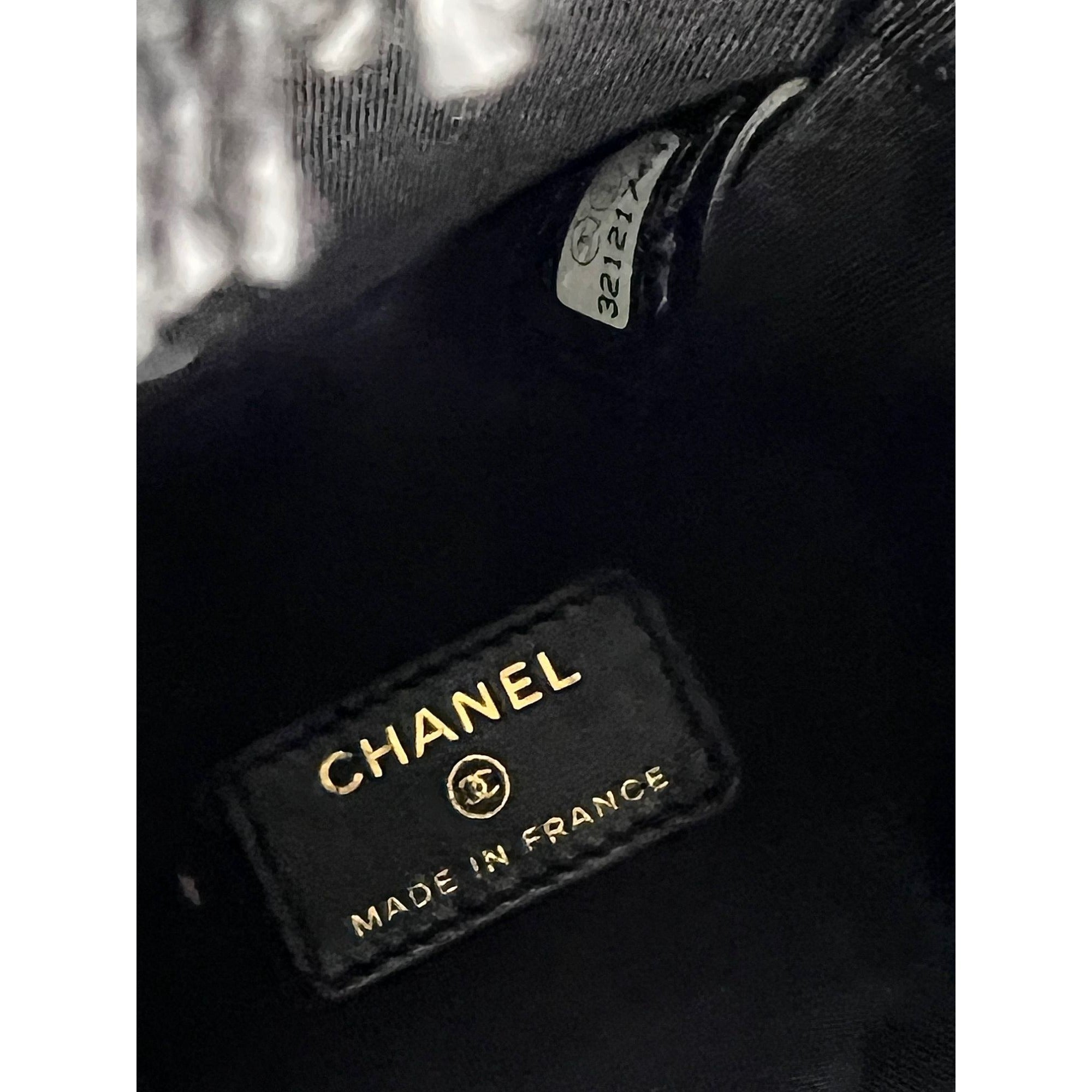 Chanel Denim Quilted Mood Mini Bucket With Chain Black