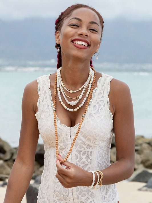 Pearl Gold Hoop Earrings - Keilani