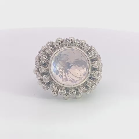 Imperia 925© Silver Pink Quartz & White Zircon ring