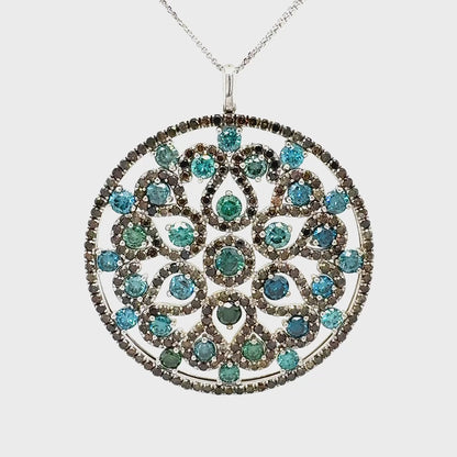 Brown and Blue Diamond Pendant