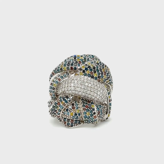 Multi Color Diamond Knot Ring