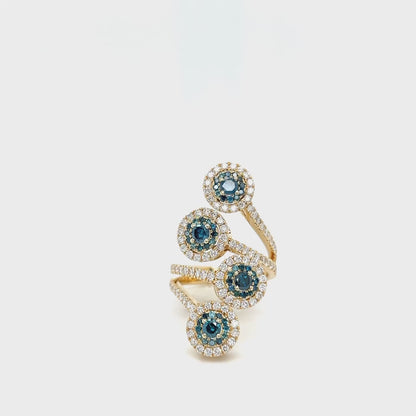 Blue & White Diamond Ring